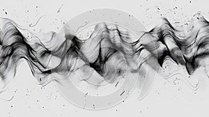 Abstract Black and White Wave Pattern with Ink Spatter