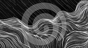 Abstract black and white wavy hand drawn seamless pattern