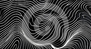 Abstract black and white wavy hand drawn seamless pattern