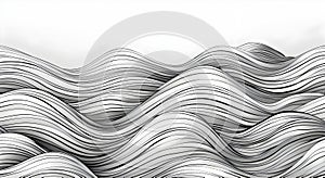 Abstract black and white wavy hand drawn seamless pattern