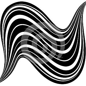 Abstract Black and White Wavy Lines Pattern Illustration