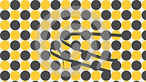 Abstract black and yellow geometric pattern background with random object