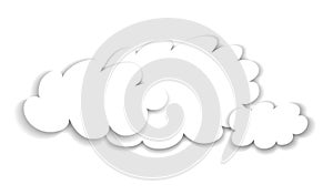 Abstract Blank Speech Bubbles in the Shape of Clouds on White Background with Shadows