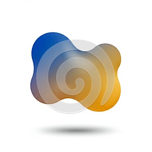 Abstract, blob-like shape with a smooth gradient transitioning from blue to yellow. The