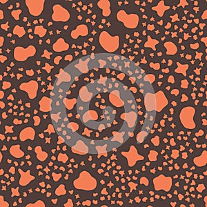 Abstract blob splash orange design template on dark backdrop. Decorative textile seamless pattern template vector illustration