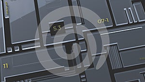 Abstract block diagram of a microchip, futuristic glass tech background