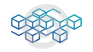 Abstract Blockchain Cubes, Data Network Structure, vector design Generative AI