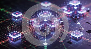 Abstract blockchain network connections data blocks future technology digital ledger system