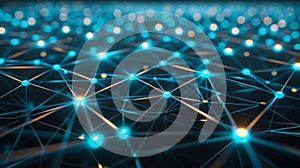 Abstract Blockchain Network: Futuristic Data Connection, AI Neural Net Structure