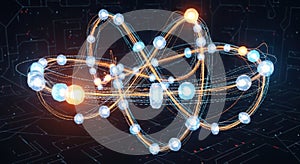 Abstract blockchain network representation with glowing nodes and connecting lines