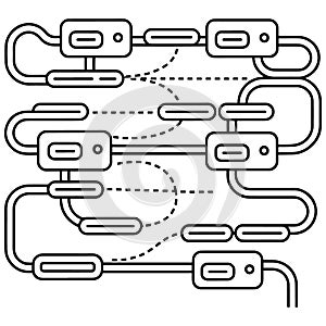Abstract Blockchain Network Vector Diagram with Connected Blocks