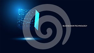 Abstract blockchain technology cryptocurrency and fintech square cube