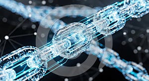 Abstract blockchain technology network data flow digital secure chain connection concept