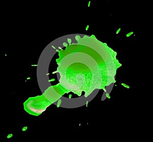 Abstract blot green blob on a black background