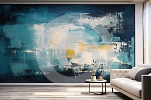 abstract blue acrylic painting on canvas AI generated