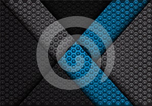 Abstract blue arrow on dark gray hexagon pattern design luxury background texture vector