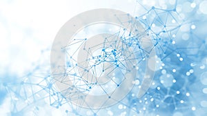 Abstract blue background with connecting dots and lines. Network connection structure. Plexus effect. Concept of science,
