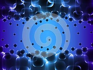 Abstract blue background with dark transparent squares