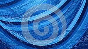 Abstract Blue Wavy Lines and Wireframe Grid Pattern background