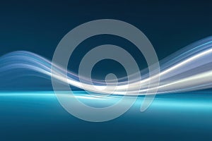 Abstract blue background with flowing white light wave effect