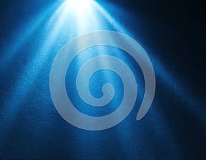 Abstract Blue Background with Gradient Light and Spotlight on a Dark Wall