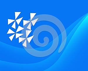 Abstract Blue Background with Gradient and White Fan Blades
