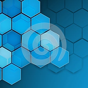 Abstract blue background hexagon. Vector illustration
