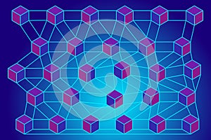 Abstract blue background with hexagons.