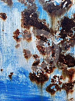 Abstract blue background with rust.