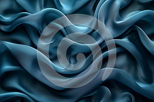 Abstract blue background with smooth curves and waves, elegant drapery backdrop, 3d illustration, generative ai