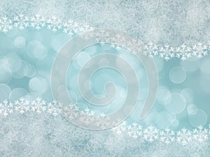 Abstract blue background with snowflakes and boke photo