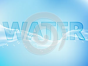 Abstract blue background, splash of crystal clear water ector illustration.