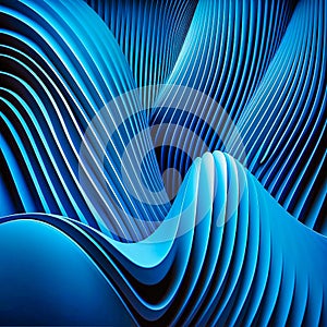 abstract blue background with wavy lines nematic, generative AI