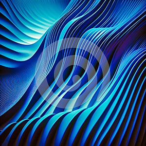 abstract blue background with wavy lines nematic, generative AI