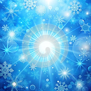 Abstract blue background with winter pattern