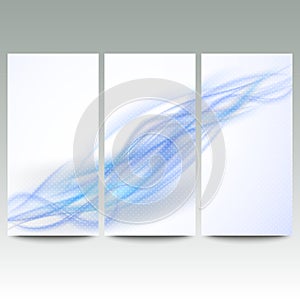 Abstract blue banners set, wave vector design