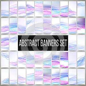 Abstract blue banners set, wave vector design