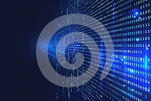 Digital Data Stream: Abstract Binary Code Tunnel