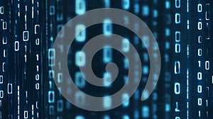 Abstract Blue Binary Code Stream Digital Data Background