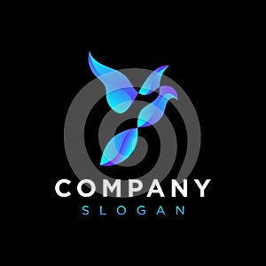 abstract blue bird simple logo design