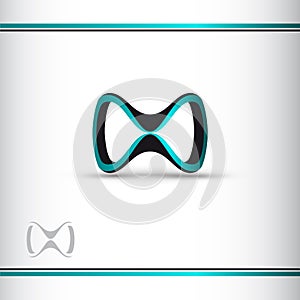 Abstract blue and black 3d infinity symbol. 3d glasses. Conceptual icon. Logo template. Vector illustration. Watermark