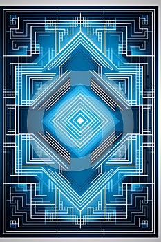 an abstract blue and black background with an image of a circuit board