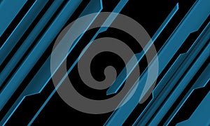 Abstract blue black circuit cyber geometric line slash design modern futuristic technology background vector