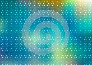 Abstract blue blurred background with polka dots pattern texture