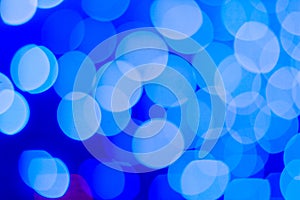 Abstract blue bokeh background. Close up bokeh lights