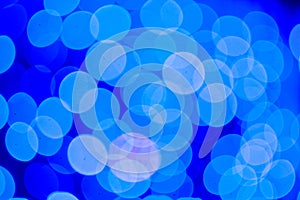 Abstract blue bokeh background. Close up bokeh lights