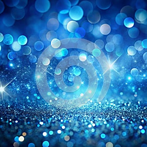 Abstract Blue bokeh defocus glitter blur background photo