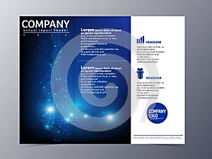 Abstract blue brochure design template vector tri-fold
