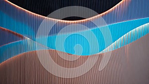 Abstract Blue and Brown Wavy Wall Panel Texture