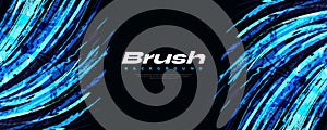 Abstract Blue Brush Background with Halftone Style. Grunge Sport Banner